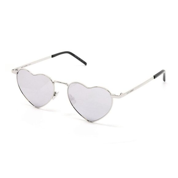 NEW SL301 LOU LOU 003 SAINT LAURENT SUNGLASSES WOMEN SILVER HEART SHAPE EYEWEAR
